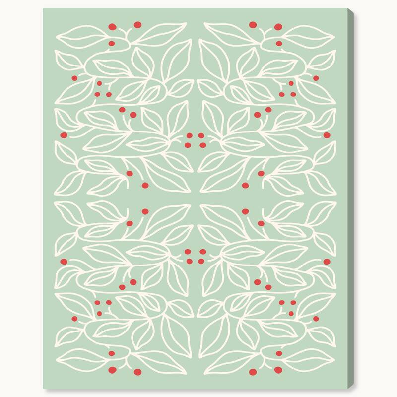 Wynwood Studio Canvas Floral and Botanical Pastel Mint this Holidays Green Modern & Contemporary Wall Art Canvas Print