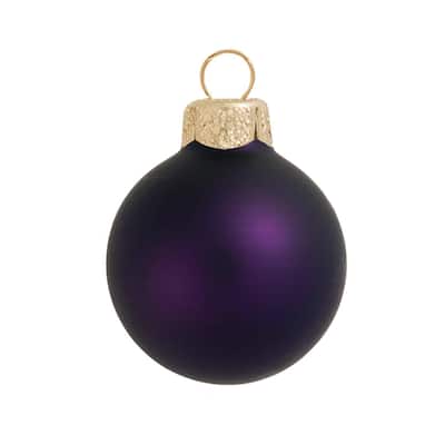 Matte Finish Glass Christmas Ball Ornaments 4" (100Mm) Purple 6Ct