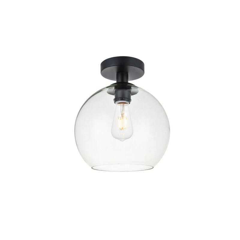 1-light Flush-mount Ceiling Fixture w/ 10-in. Spherical Clear Glass Shade