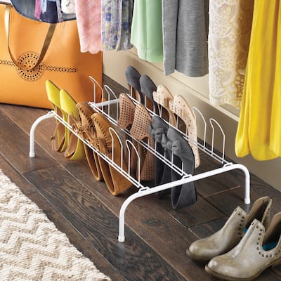Wire Floor Shoe Rack - 9-Pair - White