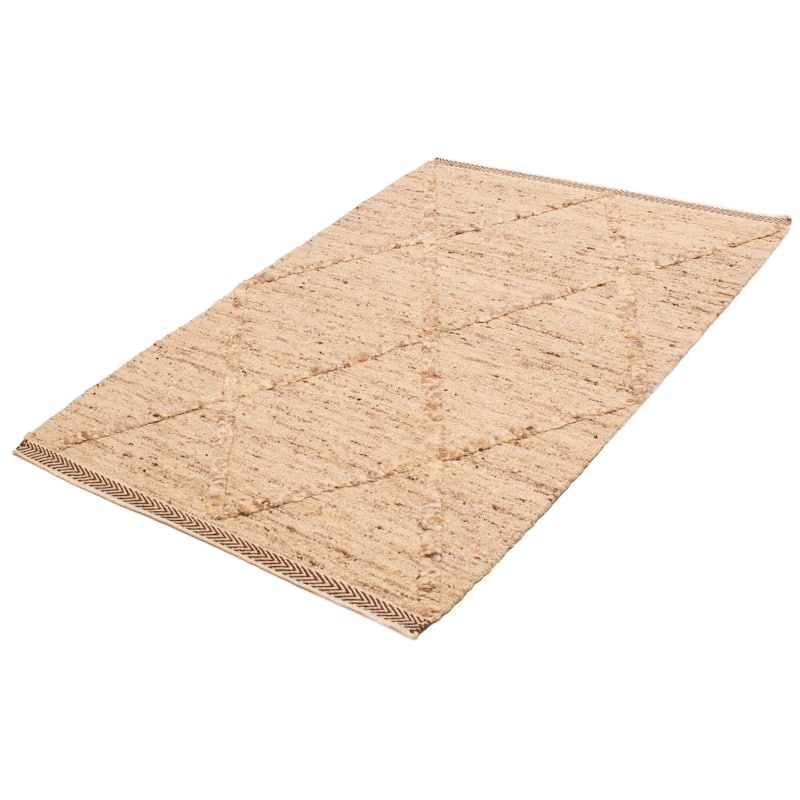 ECARPETGALLERY Flat-Weave Marrakech Ivory Wool Kilim - 5'4 x 7'11