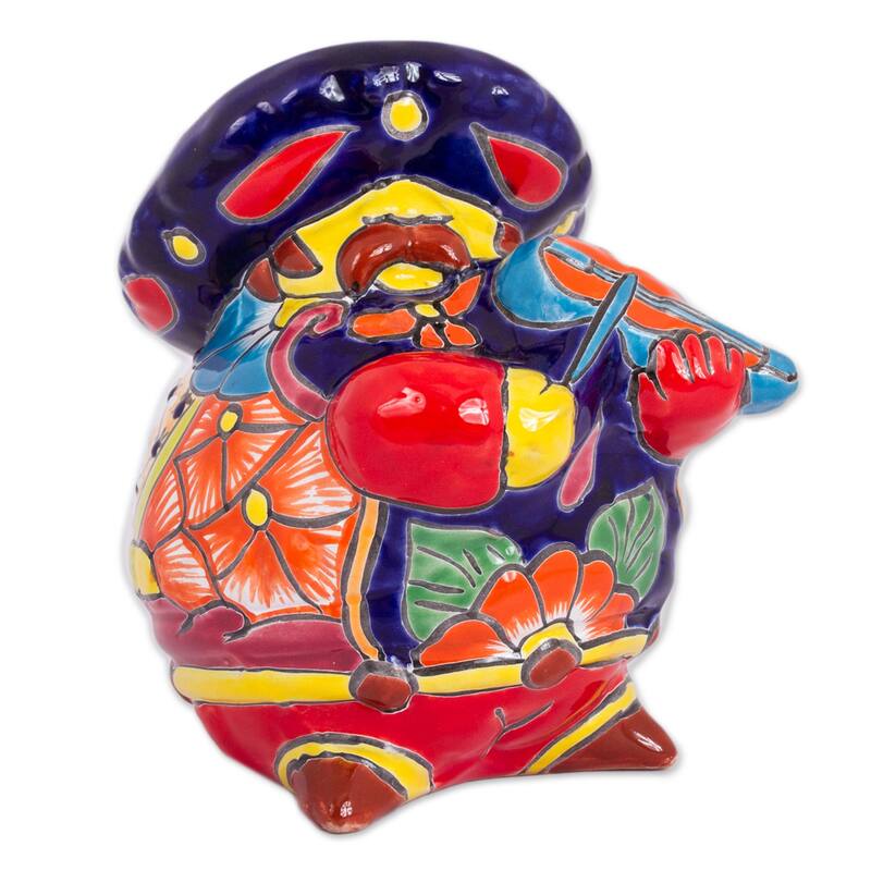 NOVICA Handmade Violin Mariachi Ceramic Figurine