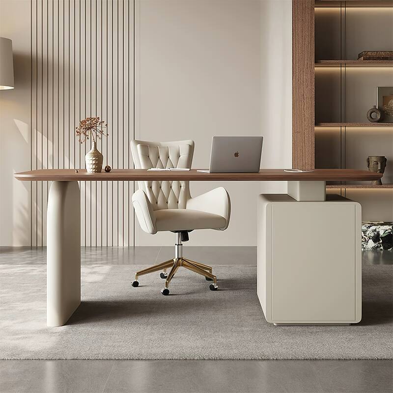 Walnut 3-Drawer Writing Desk With Storage For Office And Home Office