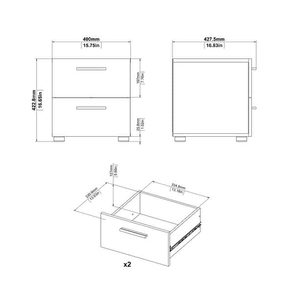 dimension image slide 1 of 6, Porch & Den Angus Foiled 2-drawer Nightstand