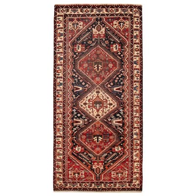 ECARPETGALLERY Hand-knotted Konya Anatolian Dark Navy, Red Wool Rug - 4'10 x 10'2