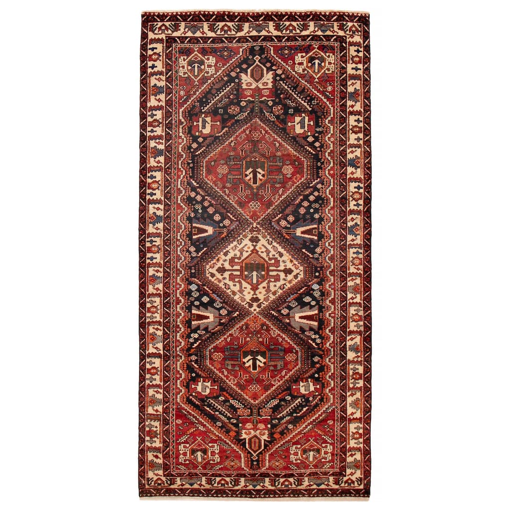 ECARPETGALLERY Hand-knotted Konya Anatolian Dark Navy, Red Wool Rug - 4'10 x 10'2