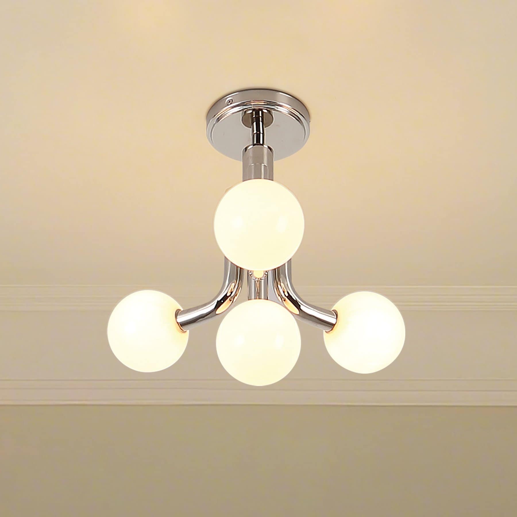 Thesis Stockholm 16-inch 4-light Polished Nickel Convertible Pendant with Opal Glass Shades