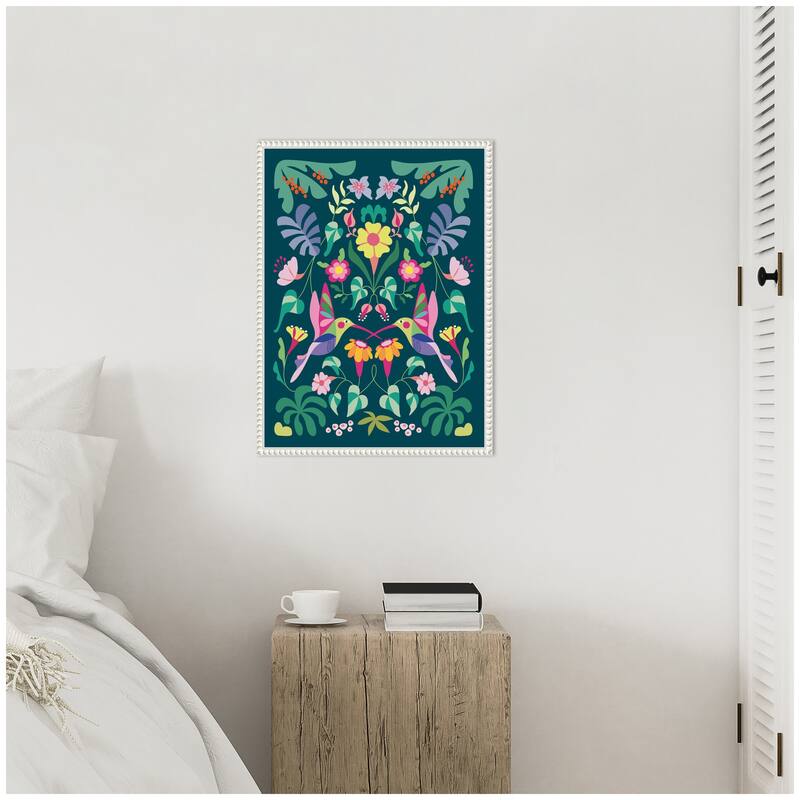 Kate and Laurel Sylvie Tropical Hummingbirds Framed Canvas by Rachel Lee