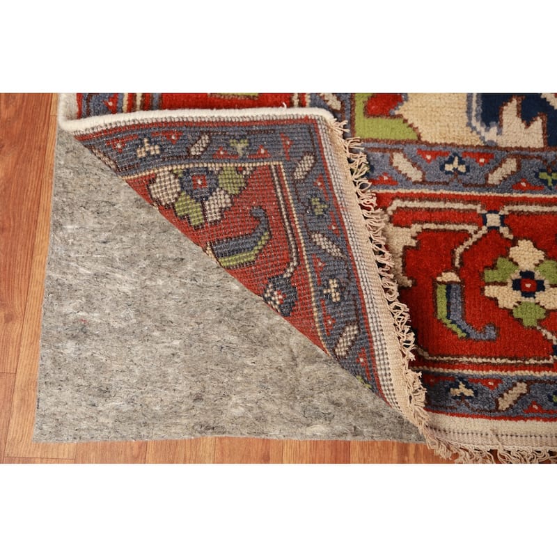 Ivory & Orange Heriz Serapi Indian Area Rug Handmade Wool Carpet - 8'11"x 11'9"