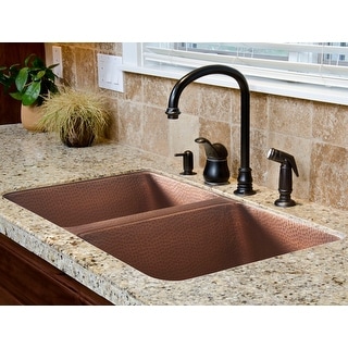 Rivera Copper 32" Double Bowl Undermount Kitchen Sink