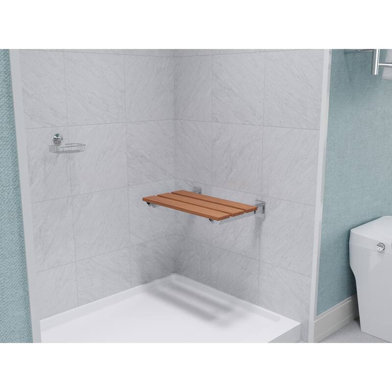 ANZZI Bohemian 12.4 in. Teak Wall Mounted Shower Seat