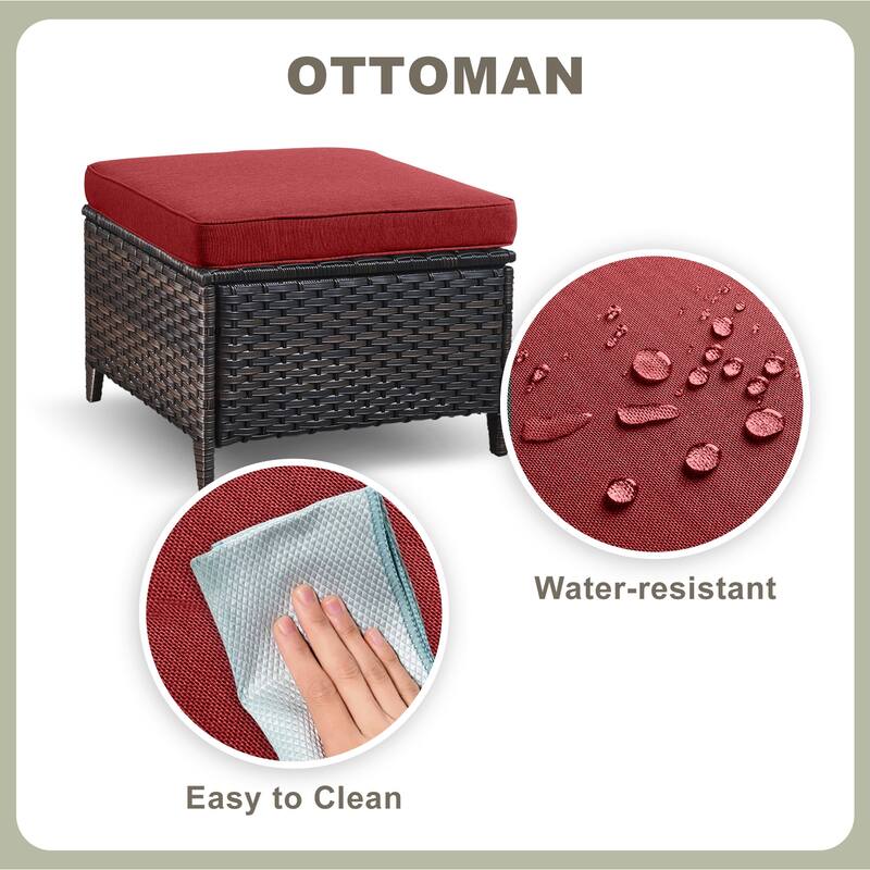 Pocassy Outdoor Patio Chairs with Ottomans Set of 4