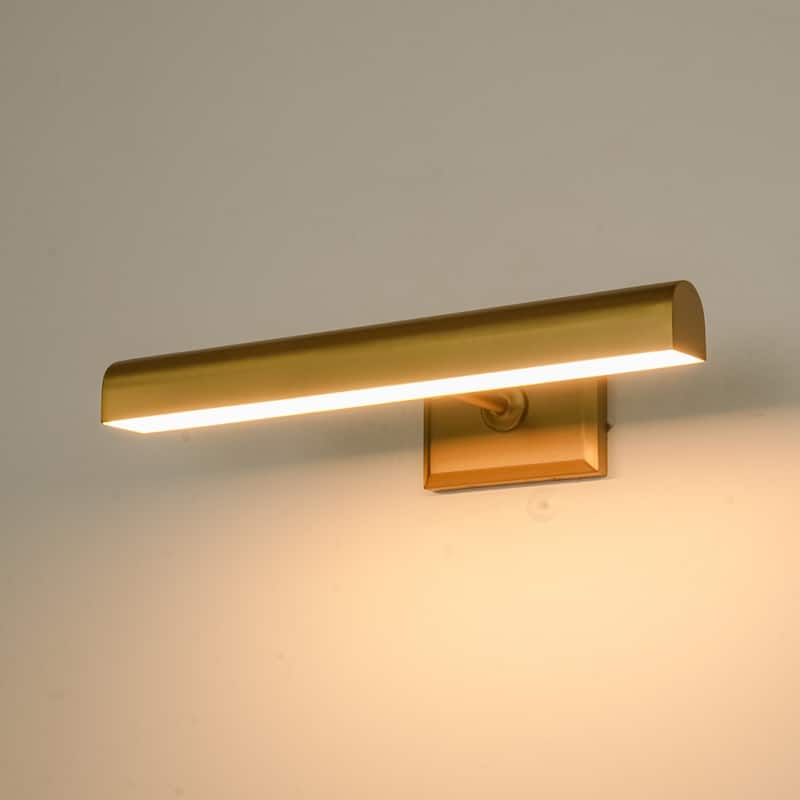 1-Light Brass/Matte Black/Chrome Dimmable Linear LED Iron Wall Light with Warm 3000K Light