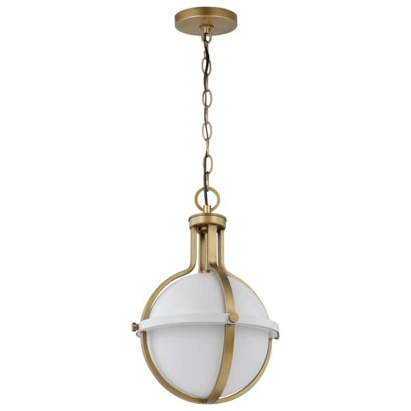 slide 2 of 7, Lincoln 1 Light Medium Pendant Medium Base 60 Watt Matte White Finish White Opal Glass Matte White