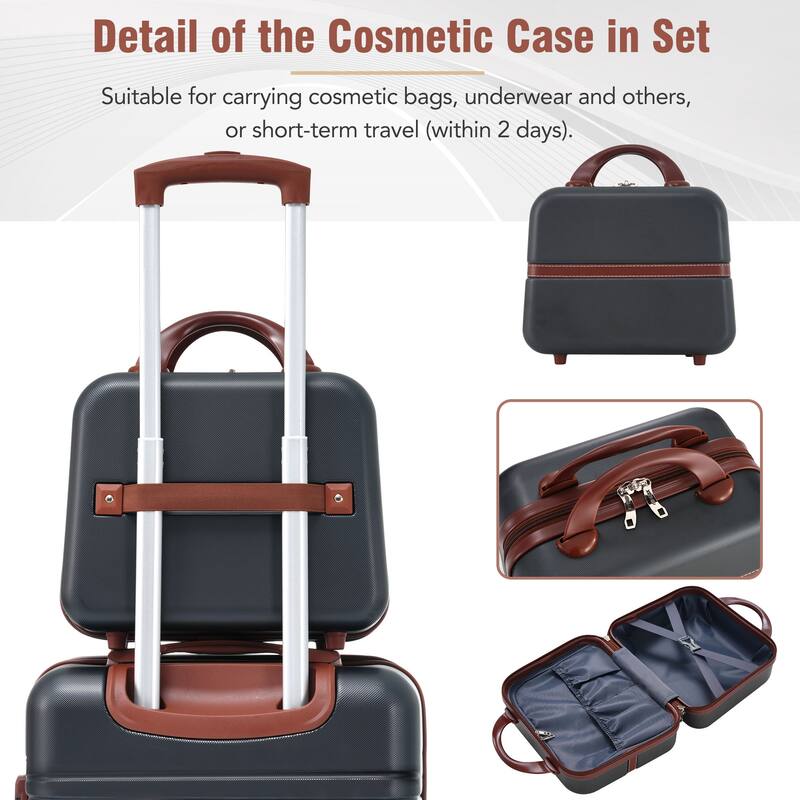 Lightweight 3-Piece Hardside Luggage Set with TSA Lock, 20" & 28" Spinner Suitcases & Cosmetic Case