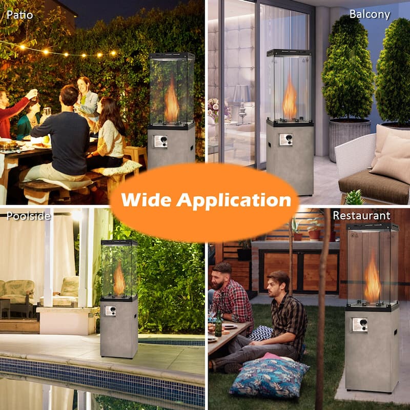 Gymax 41,000 BTU Propane Patio Heater Glass Tube Standing Gas Heater