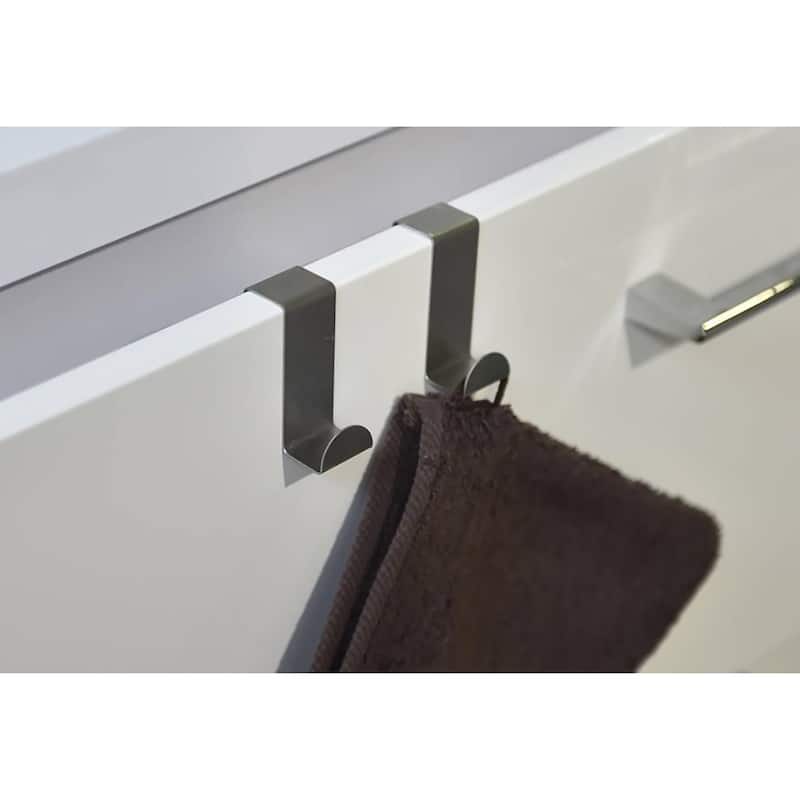 2 Stainless Steel Over the Door Hooks Space Saver Organizer 2 Pack