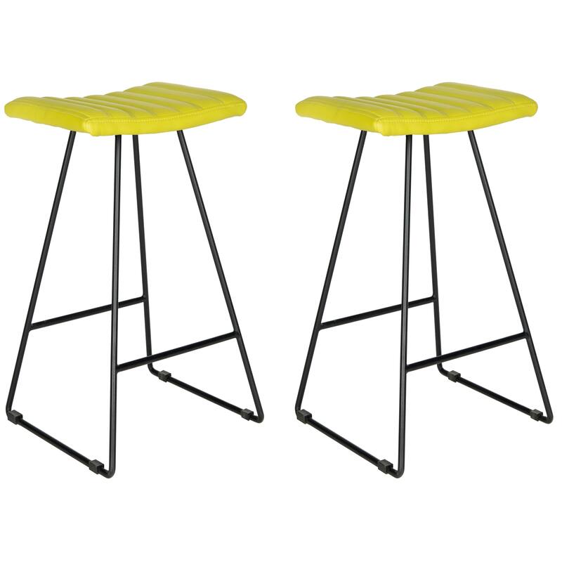 SAFAVIEH Concha Mid-Century Dining Modern Black 30-inch Bar Stool (Set of 2) - 16.5" x 16" x 30" - 17Wx16Dx30H