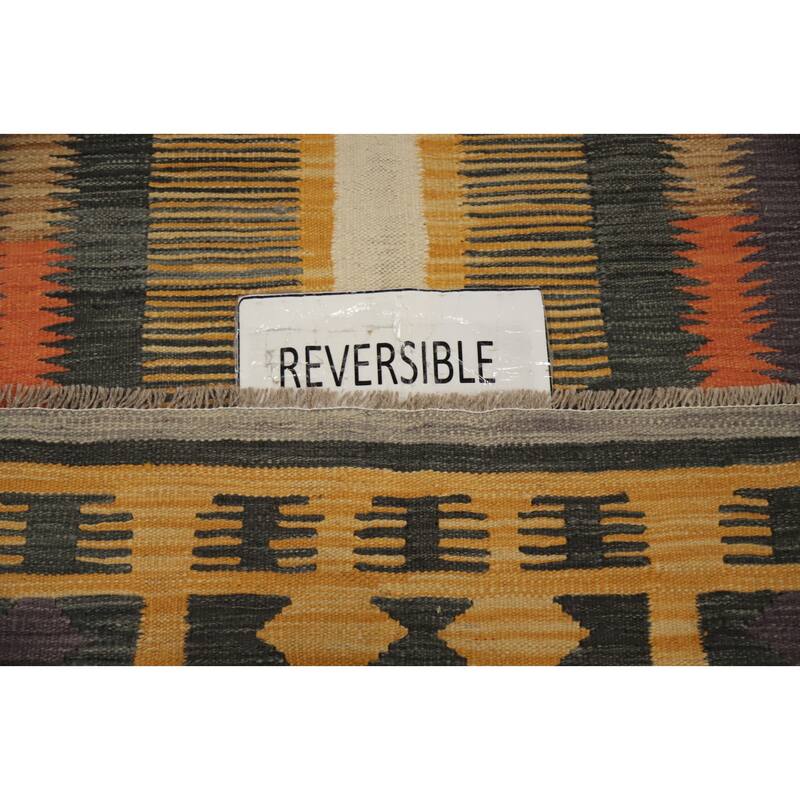 Hand Woven Oriental 100% Wool Carpet Southwestern Tribal Greys & Charcoal Kilim Area Rug - 5' 8'' X 3' 8''