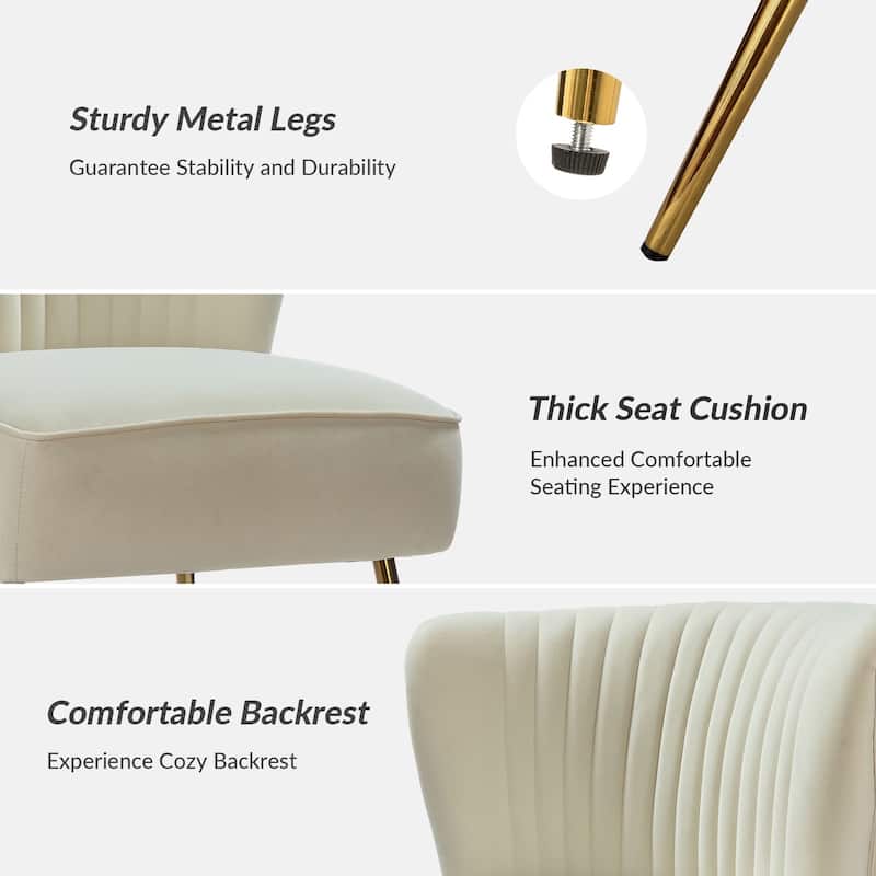 Monica 22''W Upholstered Modern Tufted Accent Side Chair with Gold Legs by HULALA HOME