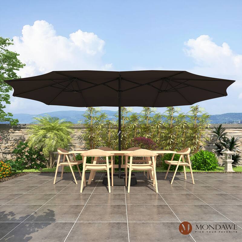 15ft Rectangular Patio Market Umbrella with Base