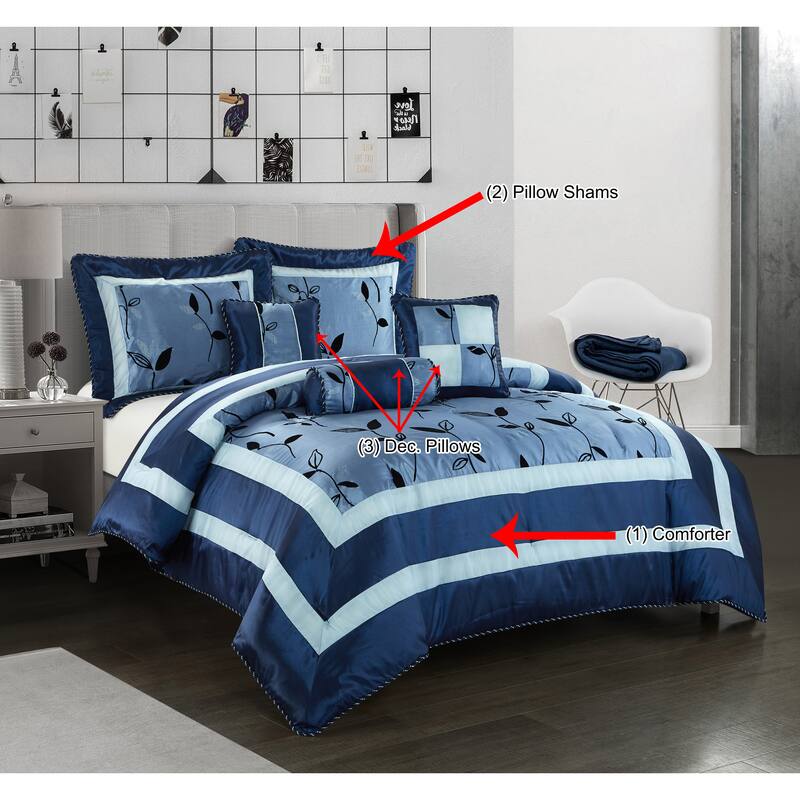 Grand Avenue Pandora Leaf Pattern Corded 6-Piece Comforter Set