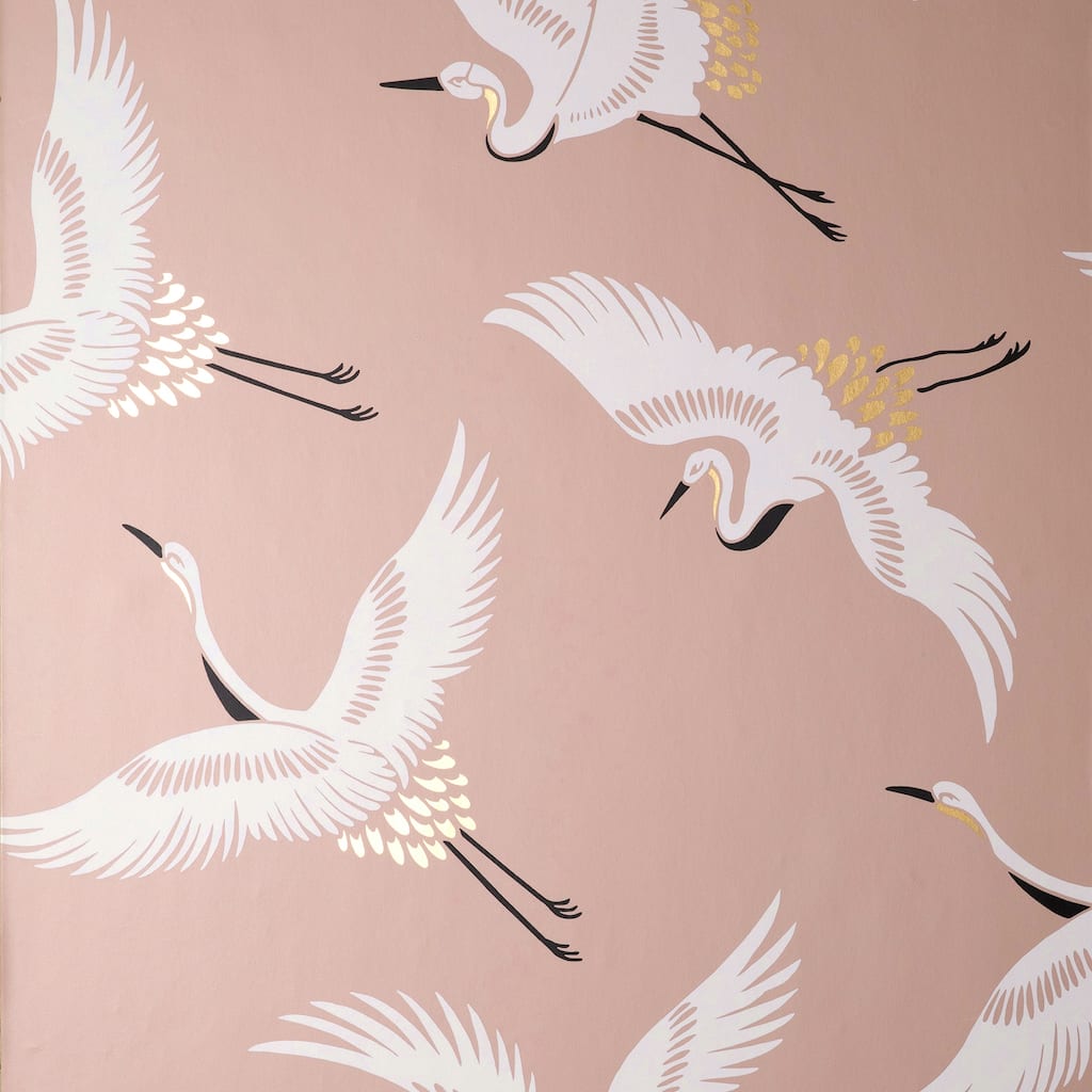 Fine Decor Cosette Blush Cranes Wallpaper