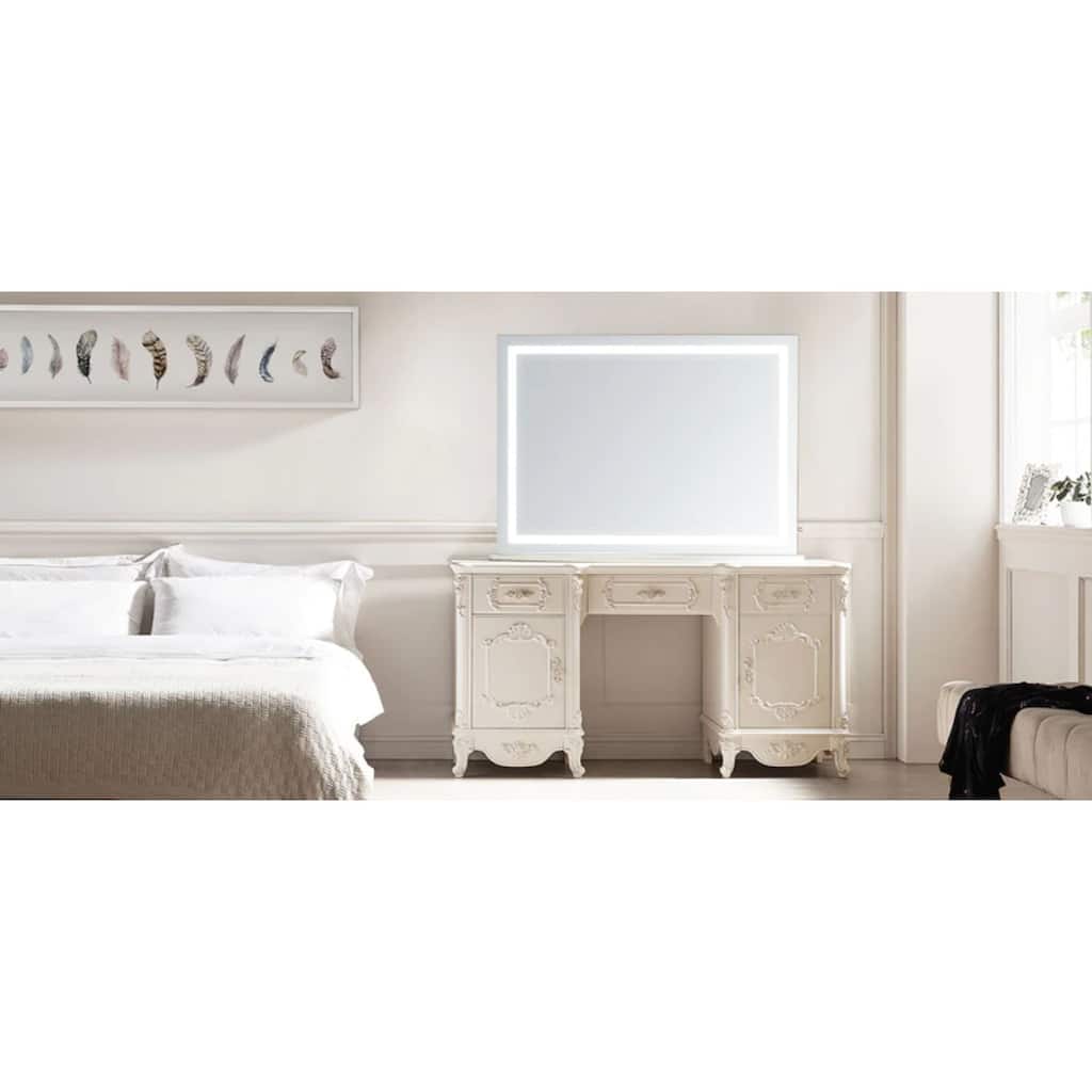 Modern Mirrors Lumen Tabletop Vanity Mirror with Light, Dimmable LED Lighting Wall Mountable Makeup Mirror - 32x44 inches