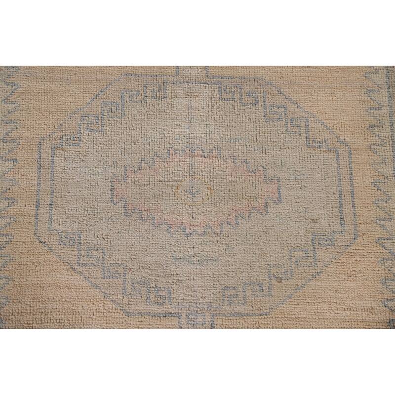 Vegetable Dye Oushak Oriental Runner Rug Handmade Wool Carpet - 3'0"x 9'7"