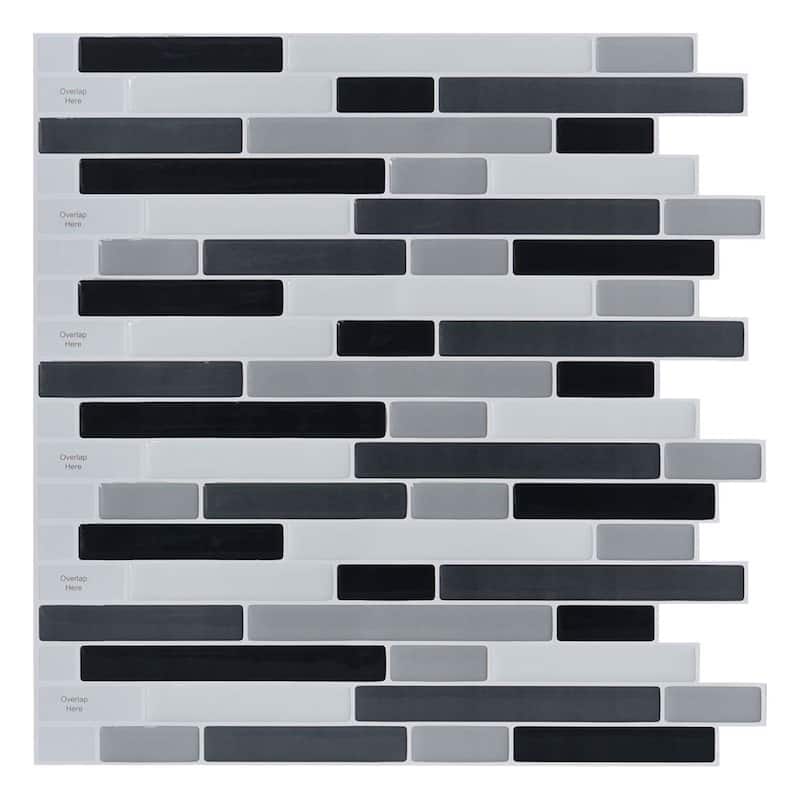 Art3d 12"x12" Vinyl Peel and Stick Backsplash Tile Marble Look(10-Pack) - Black - 12 x 12