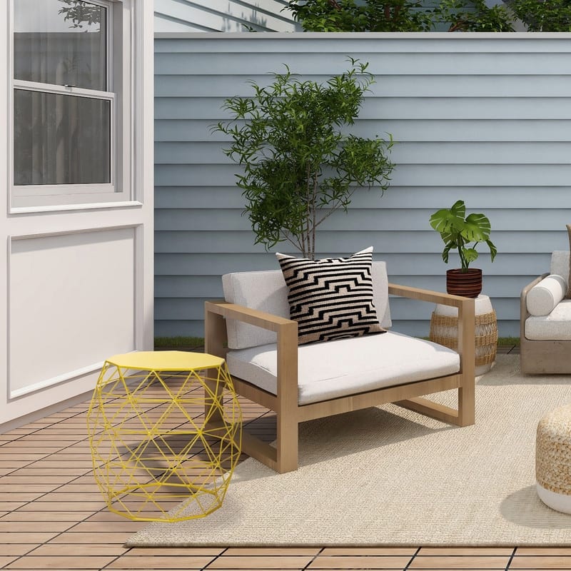 Adeco Accents Geometric Iron Side Table