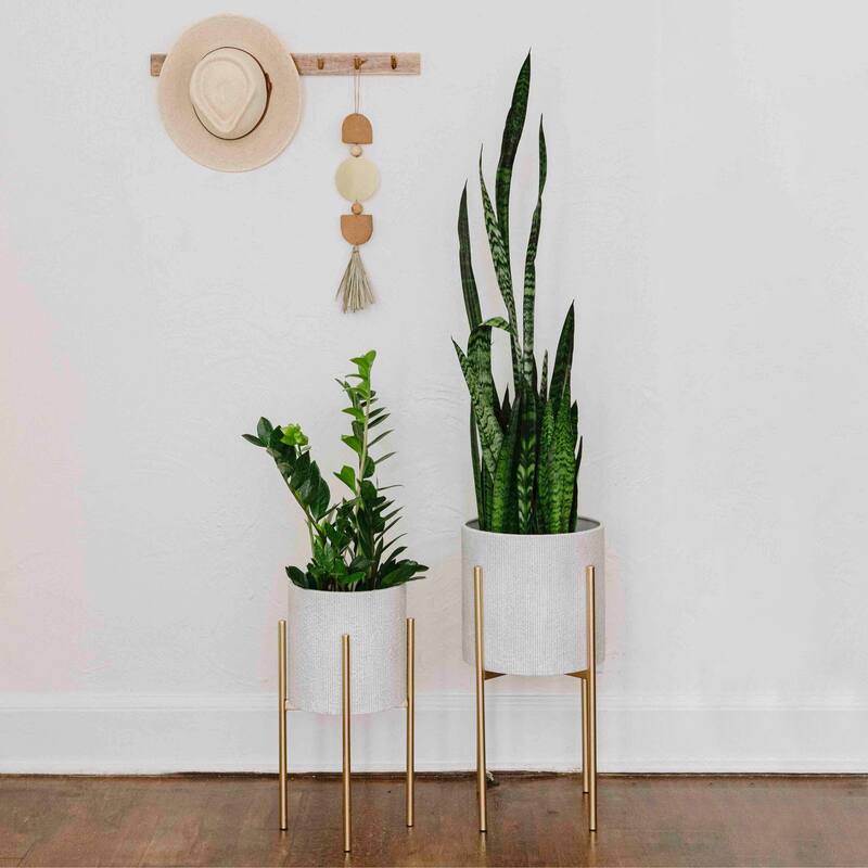 Embossed Metal Planters with Stand