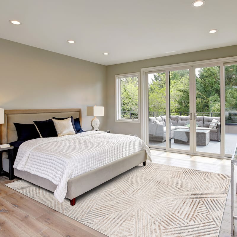 Gertmenian Arlo High Low Transitional Modern Gray Ivory Black Indoor Area Rug Collection