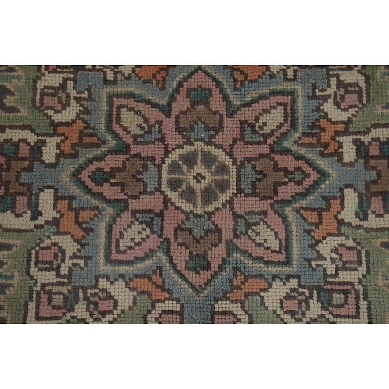 Light Blue Tabriz Vintage Persian Area Rug Handmade Wool Carpet - 6'7" x 9'3"