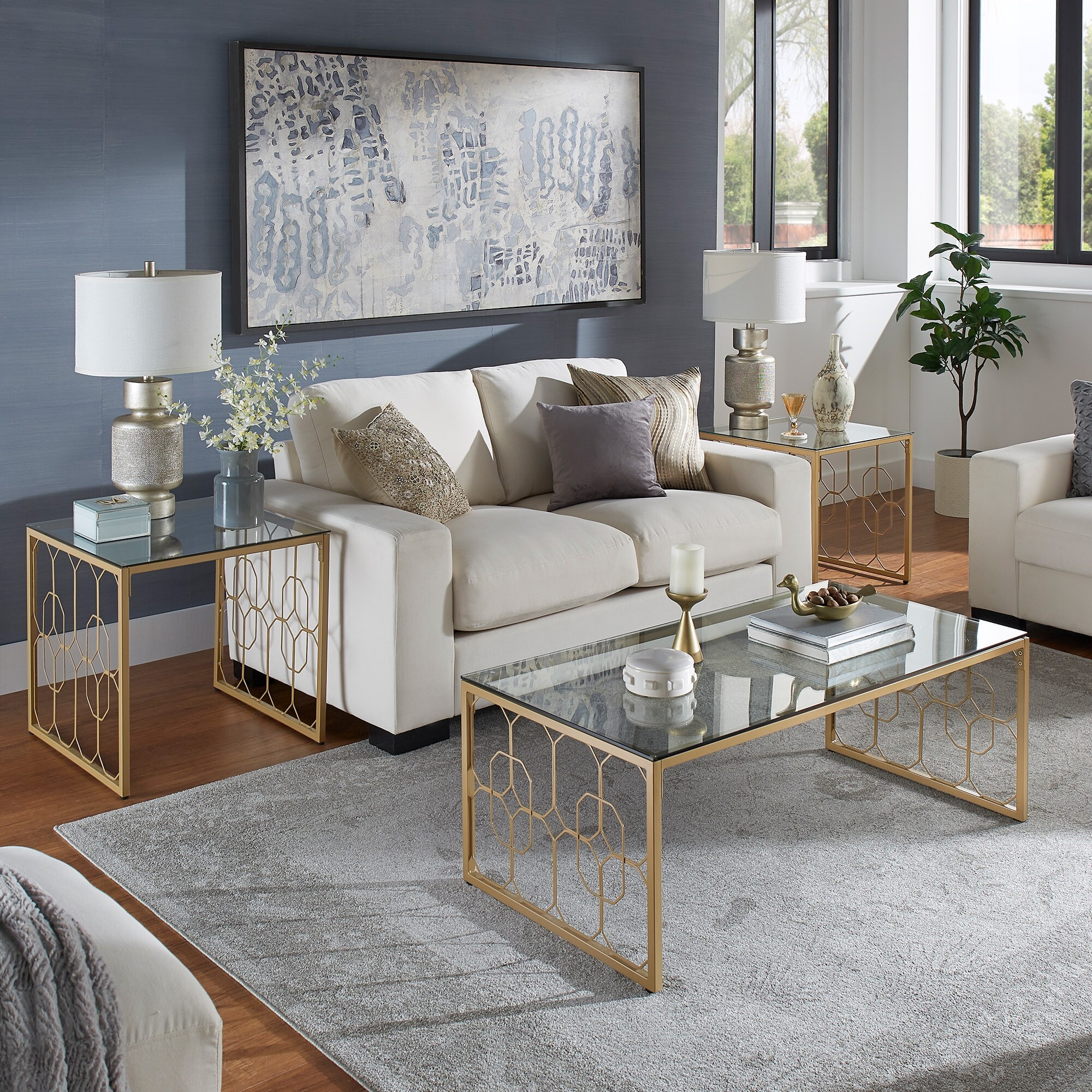 Gold octagon sales coffee table