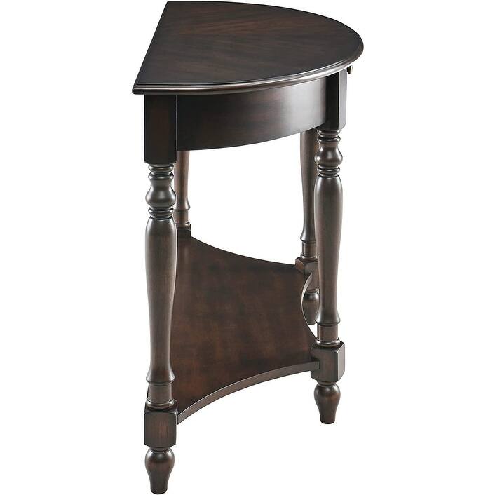Solid Wood Oval End Table Sofa Table with Drawer and Storage Shelf