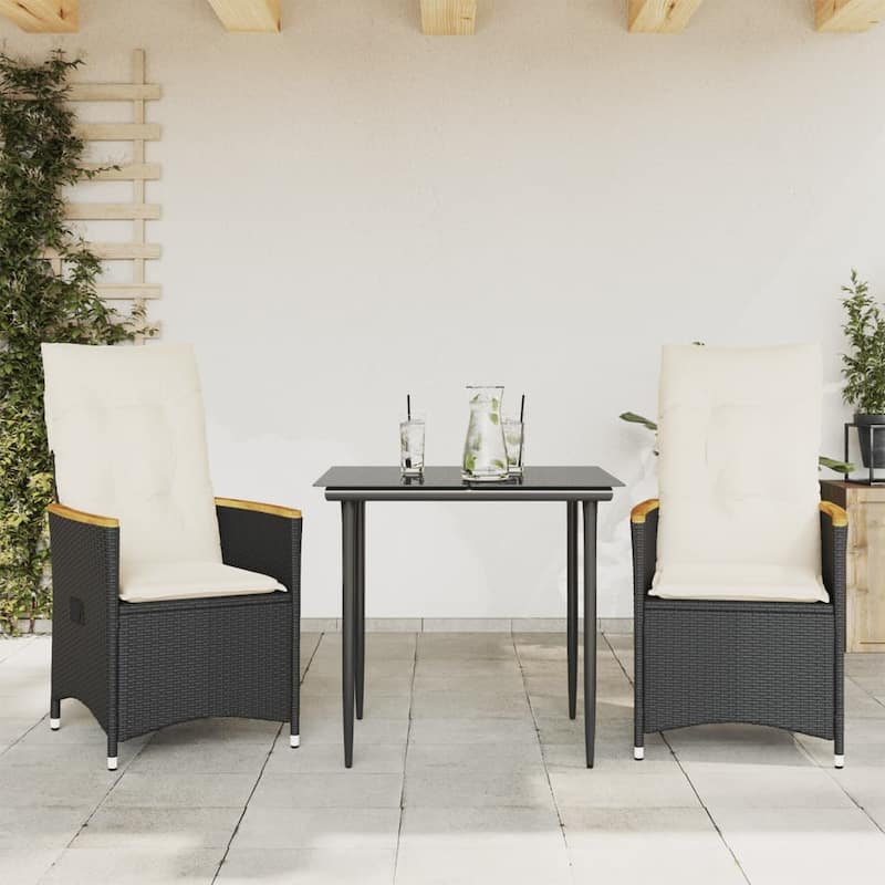vidaXL Reclining Patio Chairs with Cushions Armchair Outdoor Seating Poly Rattan