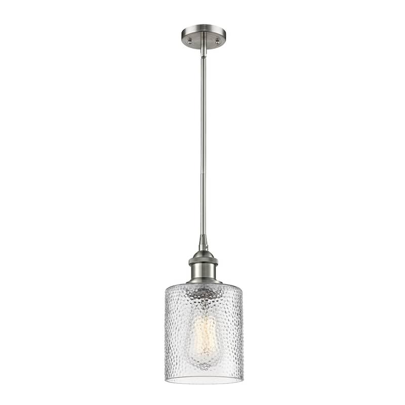 Innovations Lighting Cobbleskill 5" Wide Mini Pendant - Brushed Satin Nickel / Clear Ripple