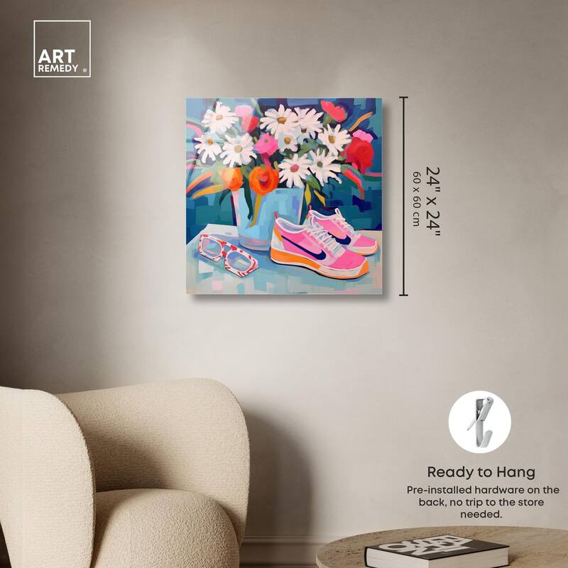 Whimsical Sneakers Flower Vase Acrylic by Art Remedy, Ready to Hang