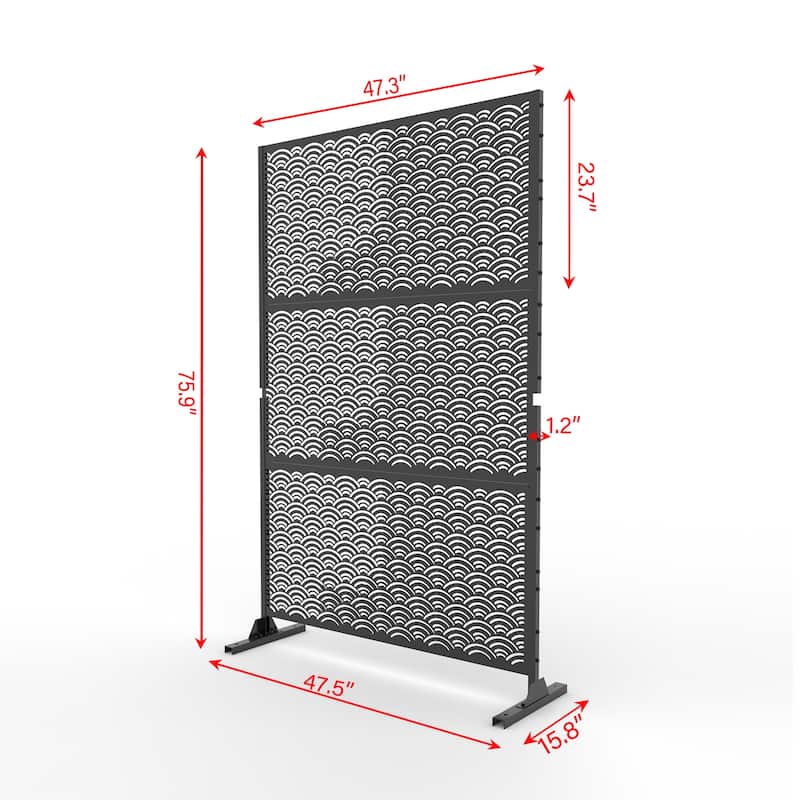 Outdoor Privacy Screen with Stand for Patio Garden Metal Fence