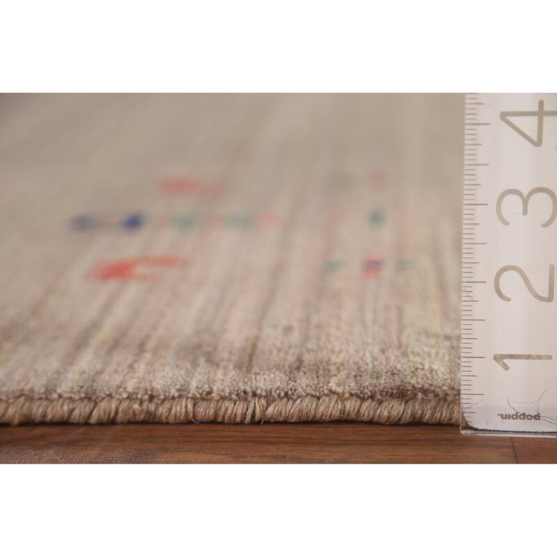 Striped Gabbeh Oriental Area Rug Hand-Knotted Wool Carpet - 7'10" x 9'7"