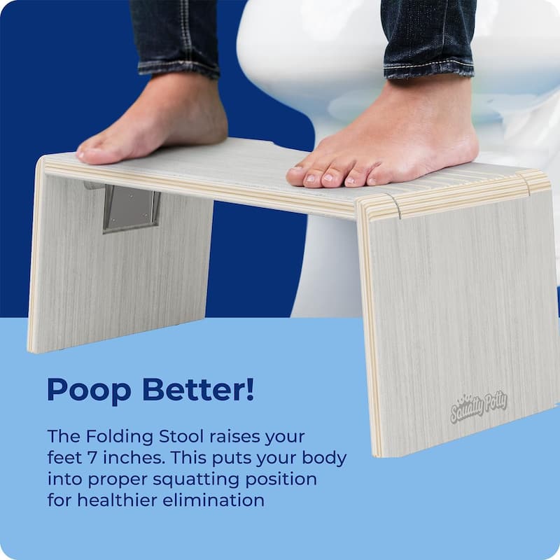 Squatty Potty Oslo Eucalyptus Folding Toilet Stool, Compact Stylish and Space-Saving Design for Better Bathroom Posture