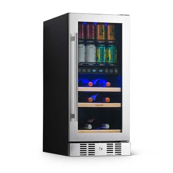 Shop Newair Splitshelf Built In Wine Beverage Cooler For 9 Bottle Wine 48 Can Cellar Fridge Refrigerator Stainless Steel Overstock 30064431