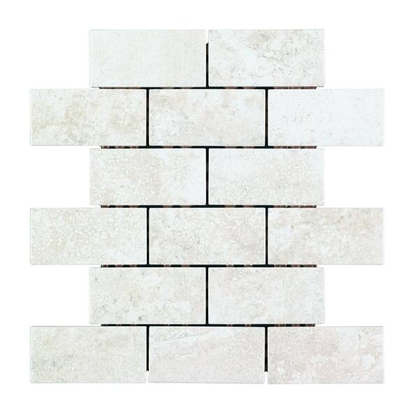 Mohawk Industries 16387 Blanc Ceramic Brick Joint Mosaic Wall Tile 2 X 4 Sold By 12 X 12 Sheet Overstock 18425541