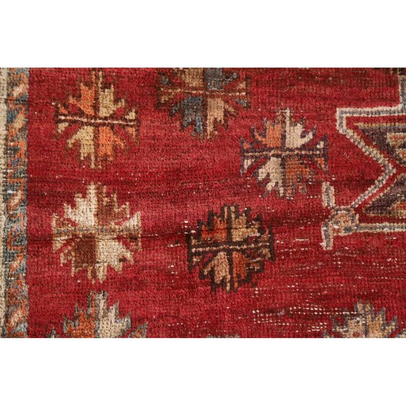 Geometric Shiraz Persian Antique Runner Rug Hand-knotted Wool Carpet - 4'4"x 8'8"