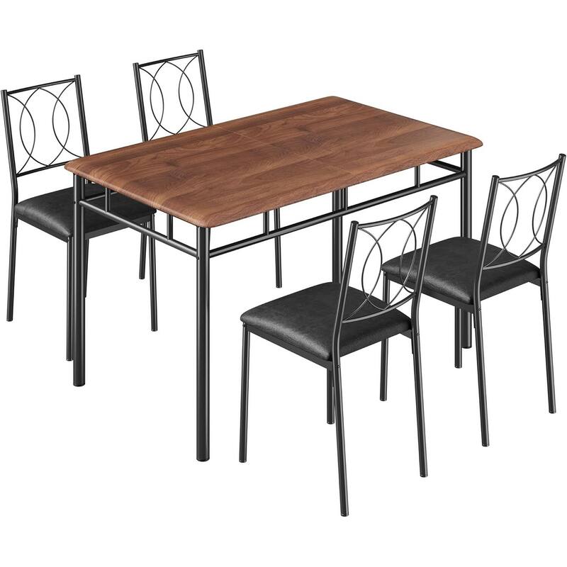 Kitchen Dining Table Set with Upholstered Chairs for 4