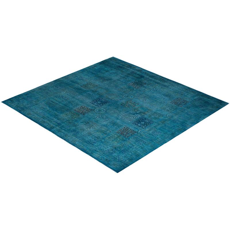 Fine Vibrance One-of-a-Kind Hand-Knotted Area Rug - Blue, 8' 1" x 8' 3" - 8' 1" x 8' 3"