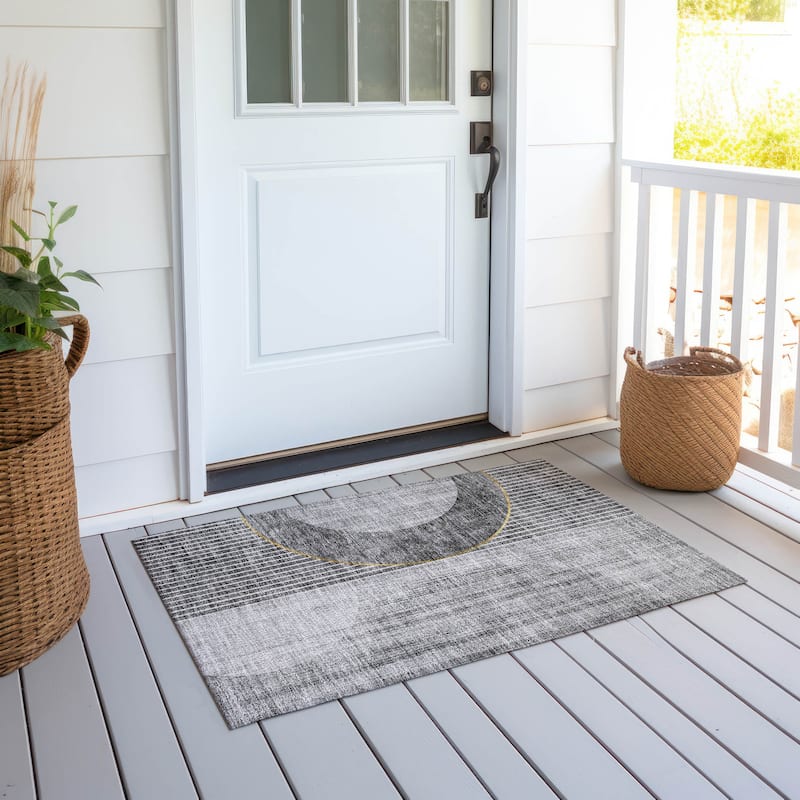 Machine Washable Indoor/ Outdoor Chantille Contemporary Geo Rug