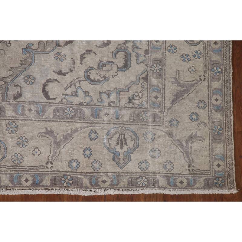 Vintage Distressed Muted Tabriz Persian Rug Handmade Wool Carpet - 6'6" x 9'7"