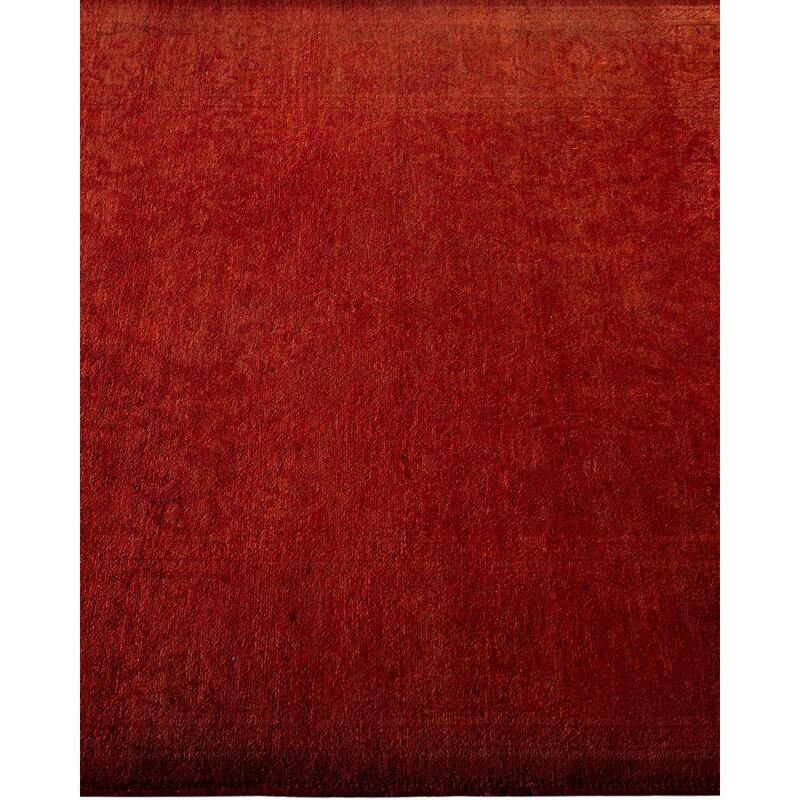 Overton Hand Knotted Wool Vintage Inspired Modern Contemporary Overdyed Orange Runner Rug - 2' 9" x 23' 10"